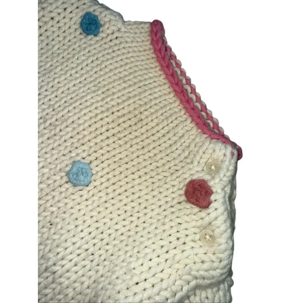 Y2K Baby Gap Textured Polka Dot Chunky Knit Sweater Size 2T
